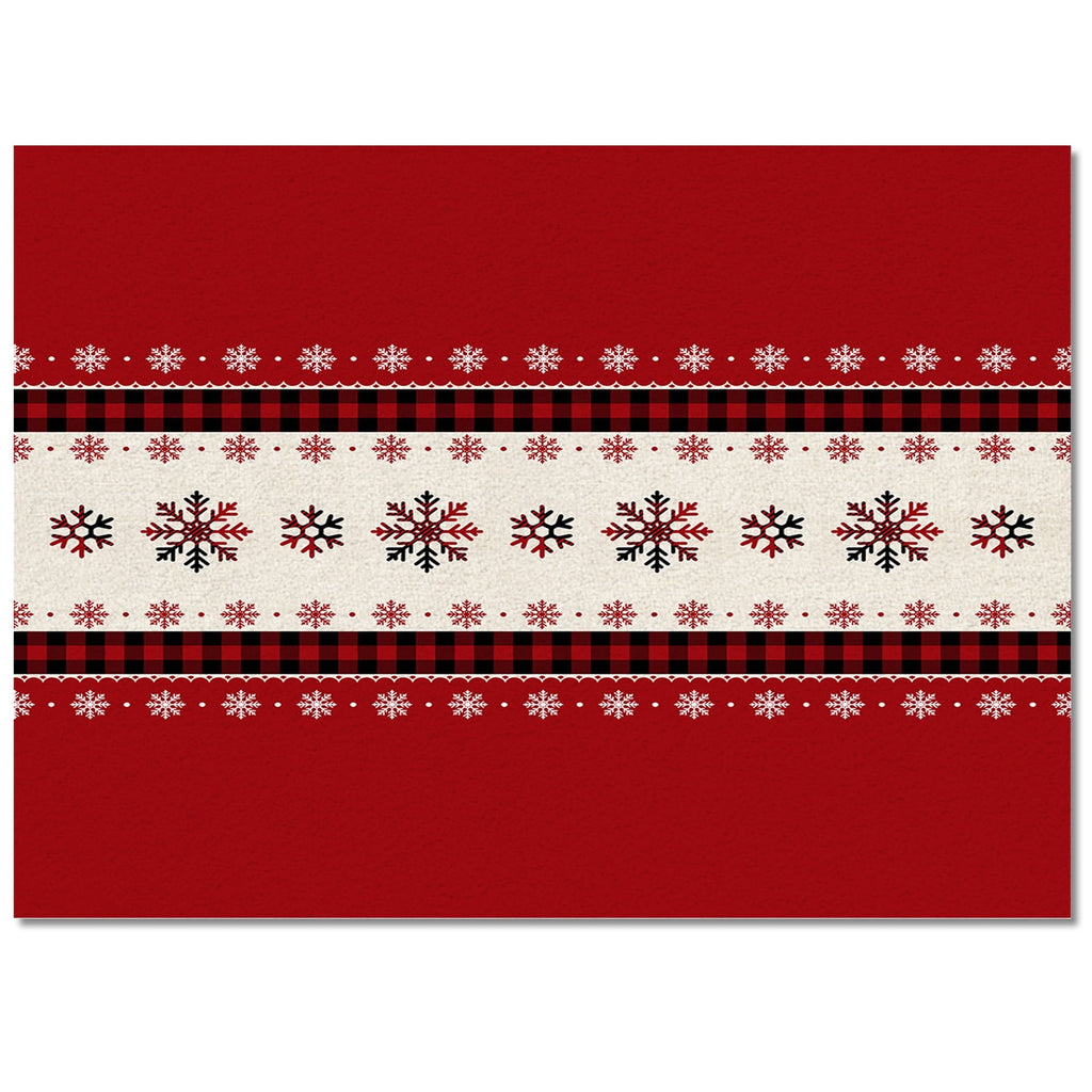 Christmas Snowflake Area Rug 5x7ft Red and Black Buffalo Plaid Non-Slip Washable Square Rugs Soft Felt Indoor Floor Mat for Bedroom Kitchen Living Room Bathroom