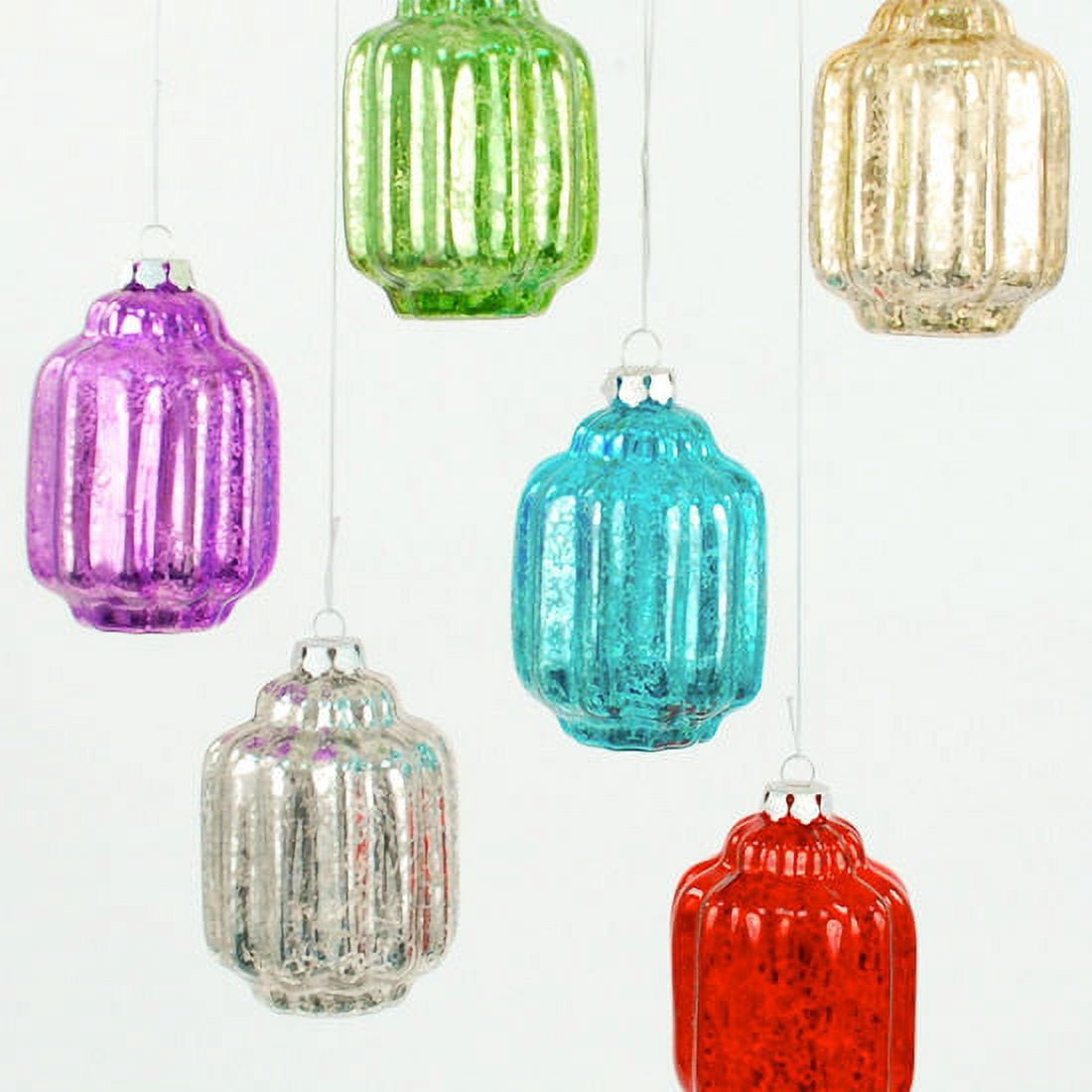Colorful Glass Lantern Ornaments Set of 6 Tinsel Town Christmas Decor New