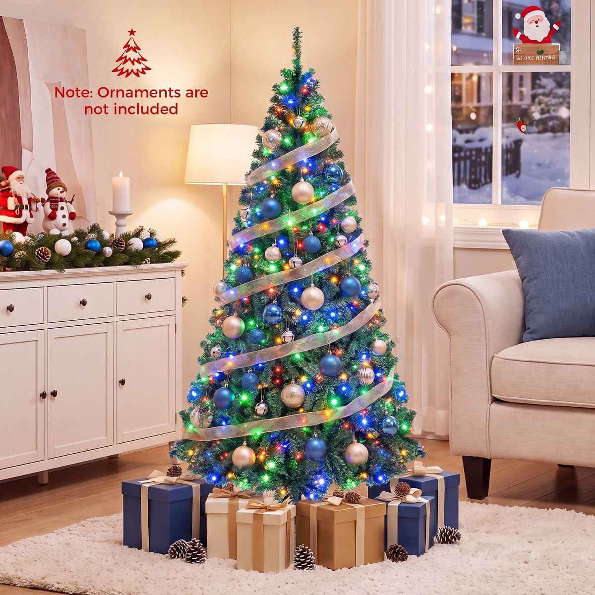 Costway 8Ft Pre-Lit Artificial Christmas Tree Hinged 750 LED Lights