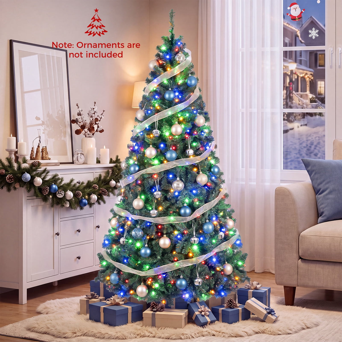 Costway 8Ft Pre-Lit Artificial Christmas Tree Hinged 750 LED Lights
