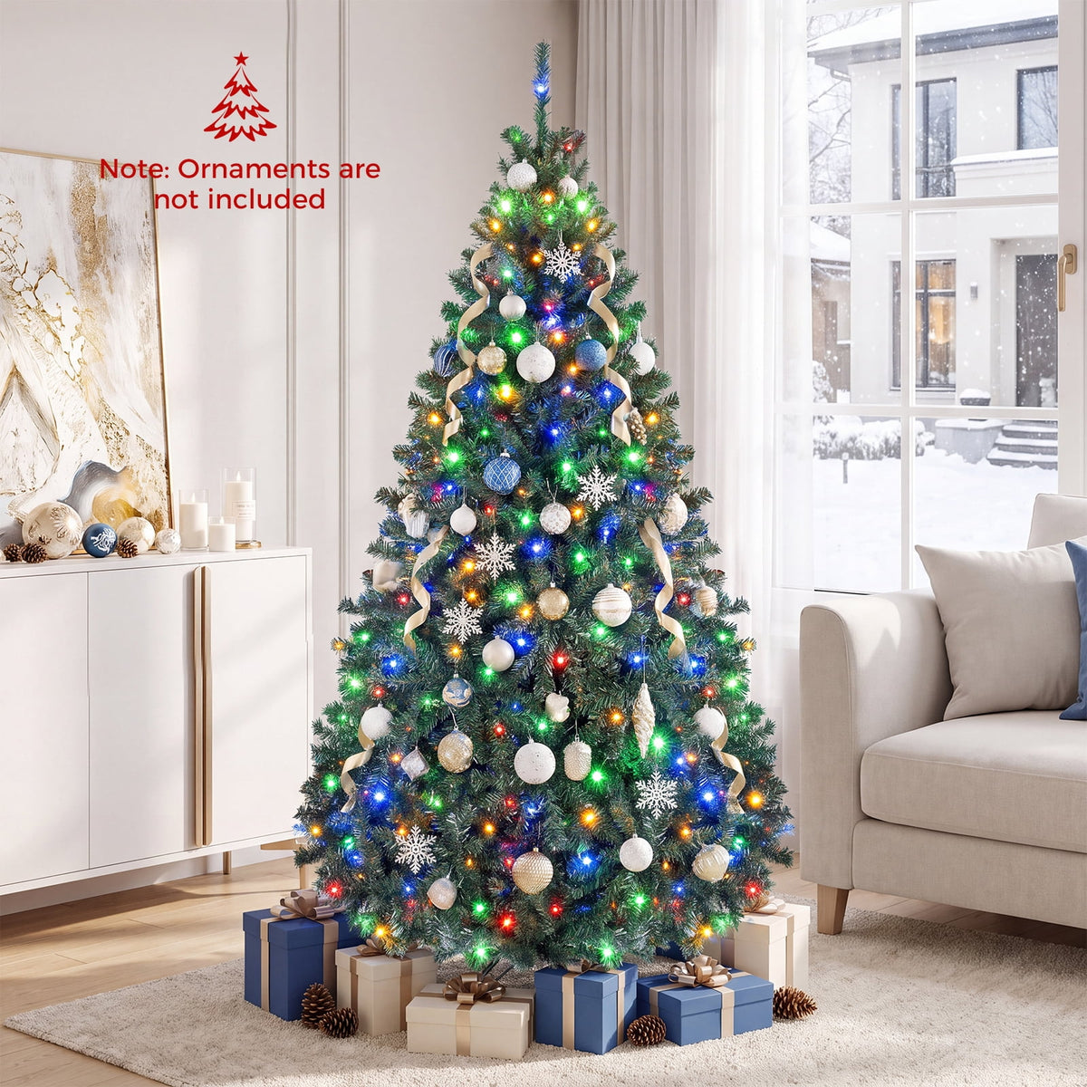 Costway 8Ft Pre-Lit Artificial Christmas Tree Hinged 750 LED Lights