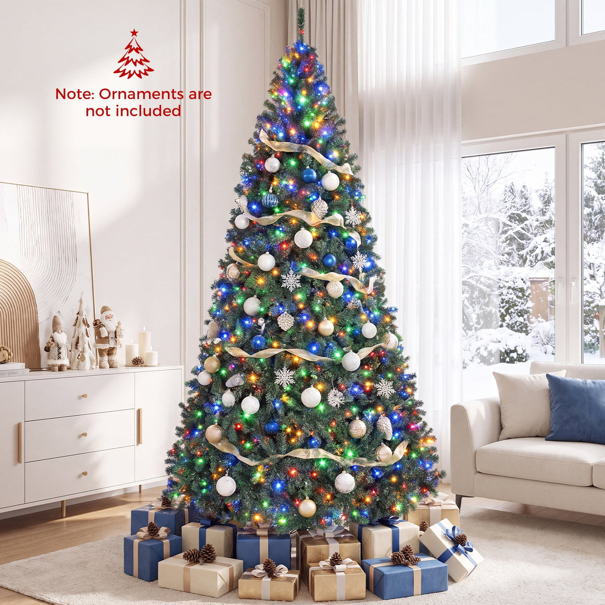 Costway 8Ft Pre-Lit Artificial Christmas Tree Hinged 750 LED Lights