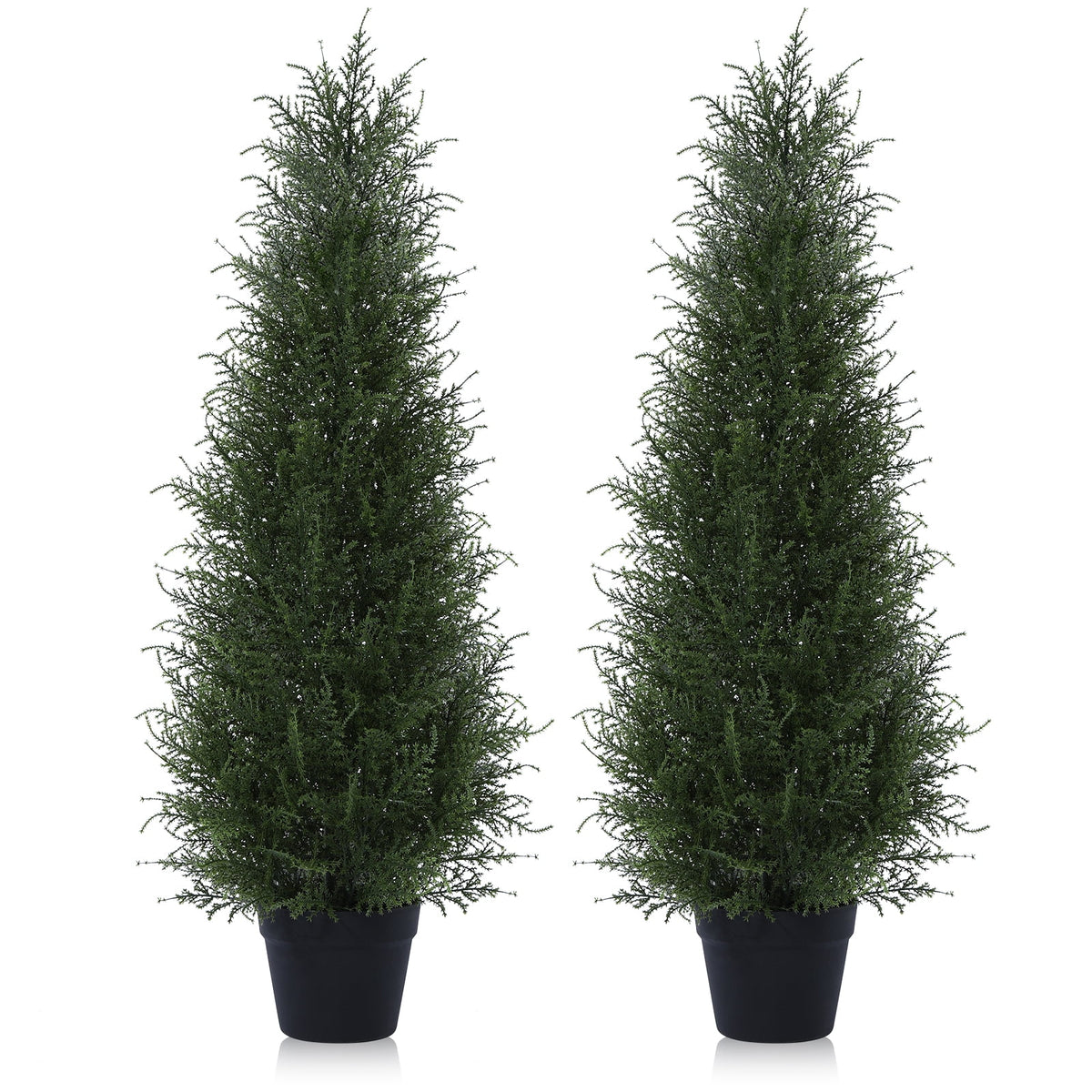 DR.Planzen 2-Pack 3ft Artificial Cedar Topiary Trees, UV-Resistant Outdoor Potted Plants for Porch & Garden Decor