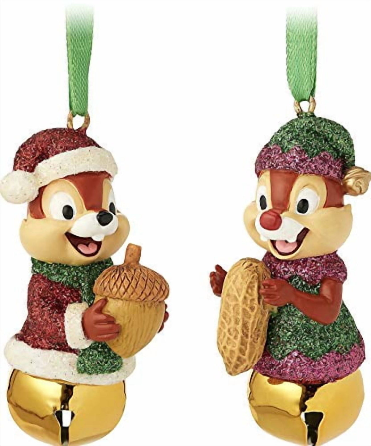 Disney Parks Chip and Dale Bell Ornament Set of 2 NEW