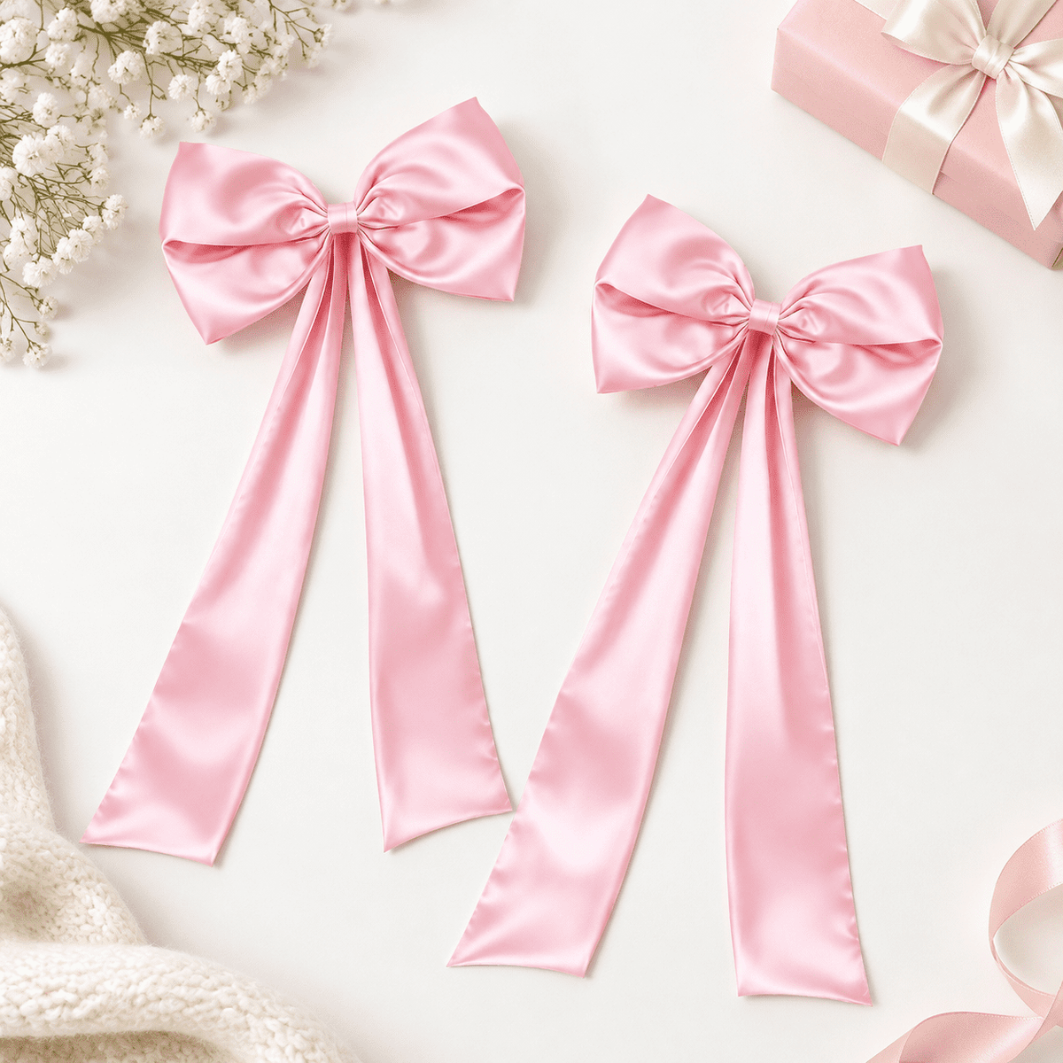 Extra Large Christmas Tree Topper Bow, Pink, 10.2ft Long Ribbons for 9-12ft Trees