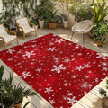 Fsddascl Red Snowflake Christmas Outdoor Rug for Patio/Deck/Porch, Non-Slip Large Area Rug 4 x 6 Ft, Winter Xmas Snowflake Indoor Outdoor Rugs Washable Area Rugs, Reversible Camping Rug Carpet Runner