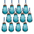 Glass Teardrop Ornaments, Set of 12 Decorative Hanging Christmas Tree Ornaments for Holiday Party Decorations, 3.7 in