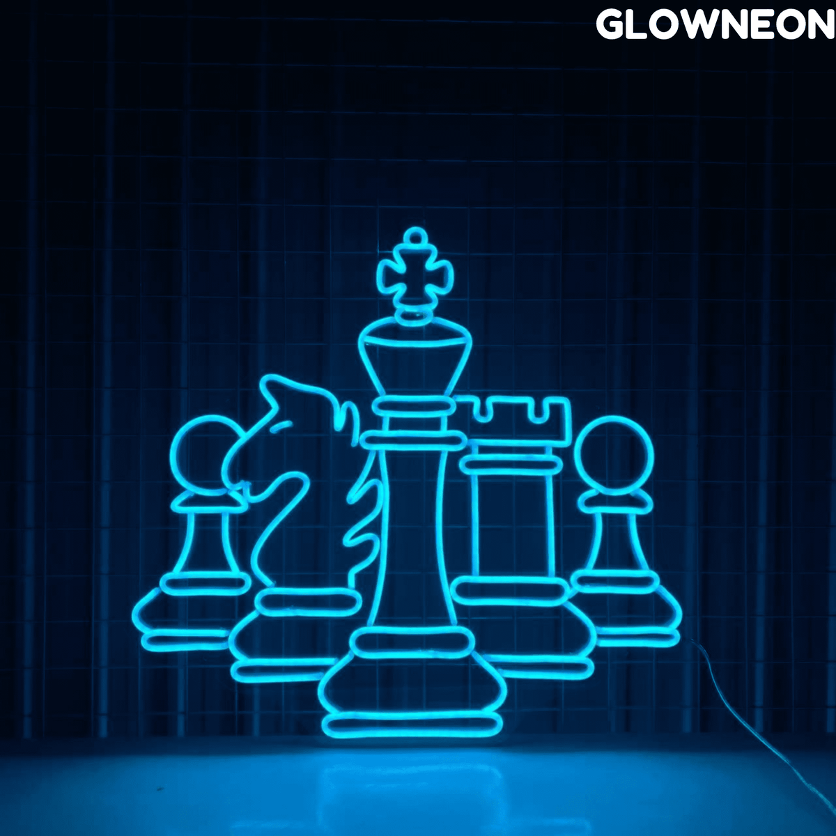 Glowneon Chess Neon Sign, Chess Set Led Sign, Christmas Gift For Dad