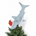 Great White Shark Santa Hat Christmas Tree Topper, 10 Inch Large Holiday Decor