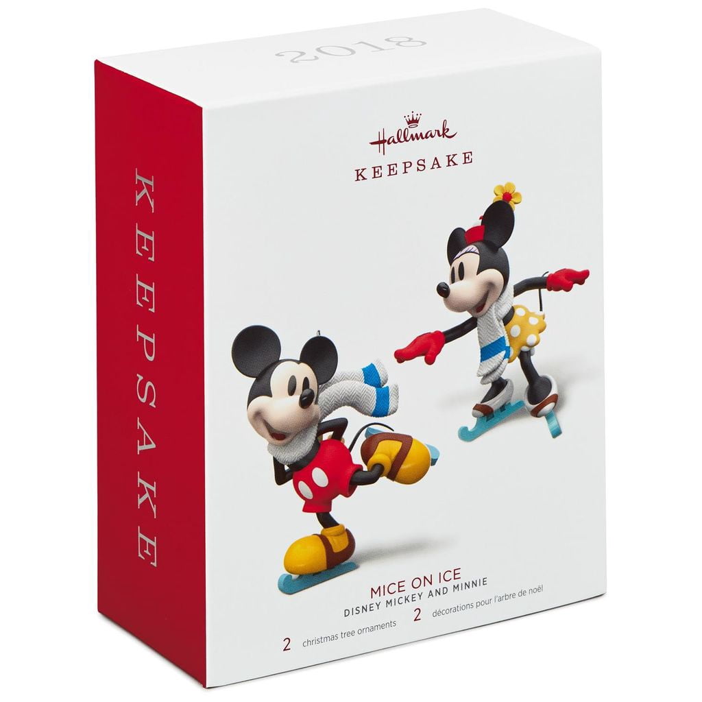 Hallmark Keepsake 2018 Disney Mickey and Minnie Mice on Ice Ornaments, Set of 2