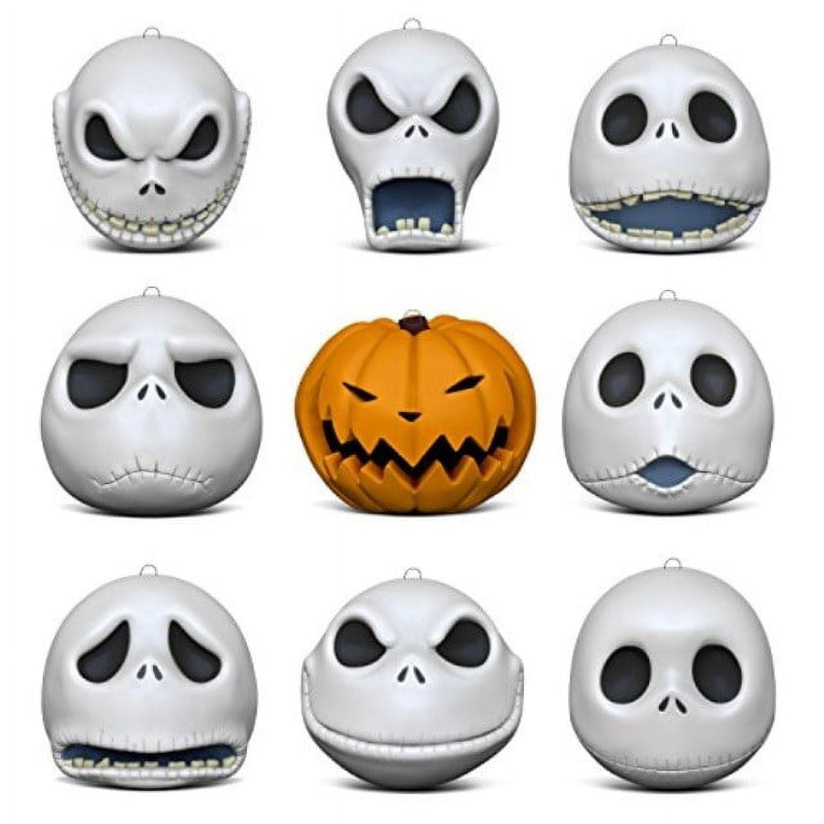 Hallmark Keepsake Christmas Ornaments 2018 Year Dated, Tim Burton's The Nightmare Before Christmas The Many Faces of Jack Skellington 25th Anniversary, Porcelain, Set of 9