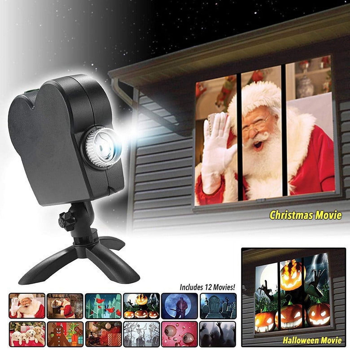Halloween Christmas Projection Lights Holiday 12 Scenes Window Disco Lights