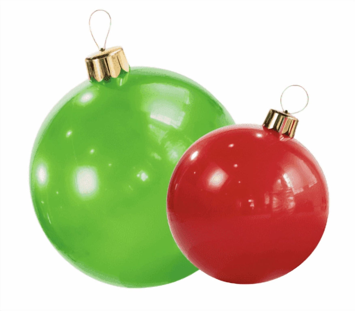 Holiball The Inflatable Ornament - Set of Two - Large Classic Red /Medium Classic Green Inflatable Ornaments