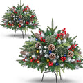 Ikfashoni 2 Pack Christmas Urn Filler, 26 in Pre-lit Outdoor Christmas Tree with Remote, Artificial Christmas Porch Pathway Decoration