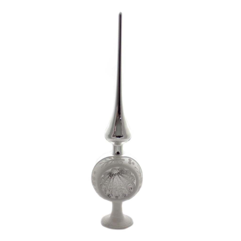 Inge Glas Silver Reflections Shiny Finial Tree Topper Free Standing 20191R032
