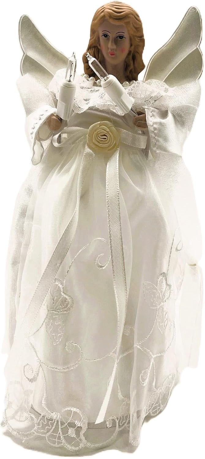 KSA 10" Lighted Seasons of Elegnace Angel Christmas Tree Topper - Clear Lights
