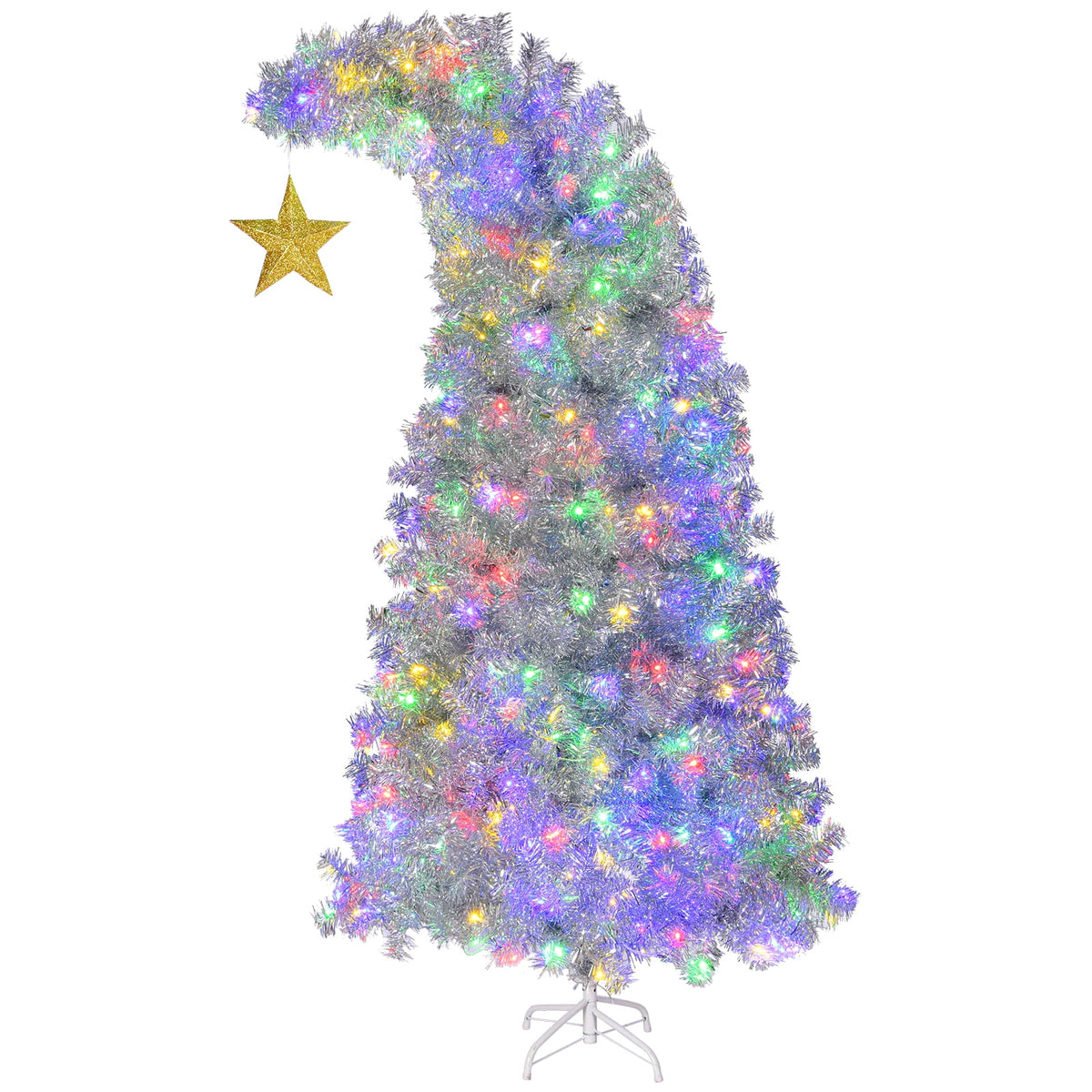 Ktaxon 8 FT Pre-lit Christmas Tree, Xmas Tree Hinged Branches with 500 RGB Lights and 1500 Branch Tips APP Controlled, for Holiday Party Store Office Home, White