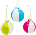 Kurt Adler 80MM Glass Beach Ball Ornaments 3-Piece Set