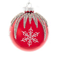 Kurt Adler 80MM Red and Silver Snowflake Ball Ornaments, 6 Piece Set