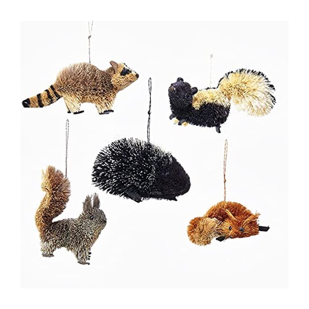 Kurt Adler Buri Woodland Animal Decorative Holiday Ornament Set (5 Pack)