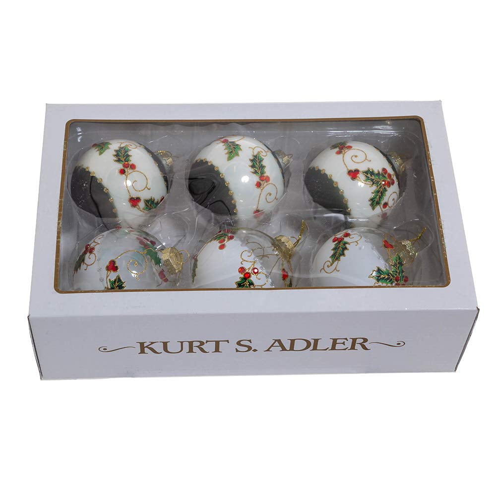 Kurt S. Adler GG0975 Ornament Set, White, Red, Green