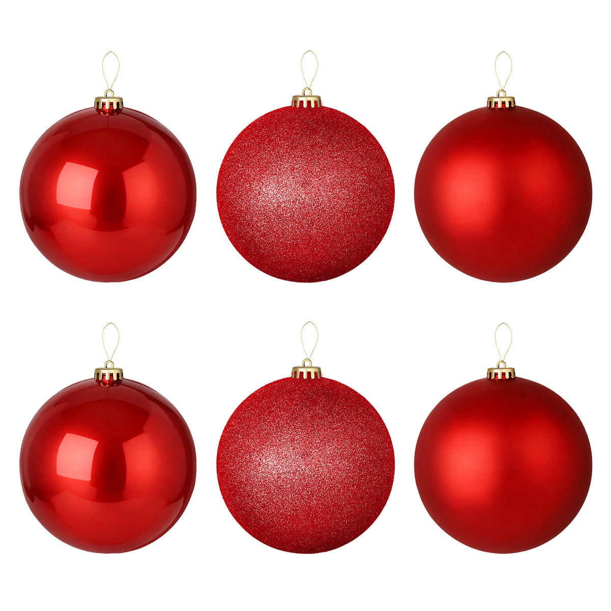 LAMPHOME 12PK 6" Shatterproof Christmas Ball Ornaments, Solid Red Festive Decor with Glossy & Matte Finishes, Xmas Tree Ornaments for Holiday Party Decoration