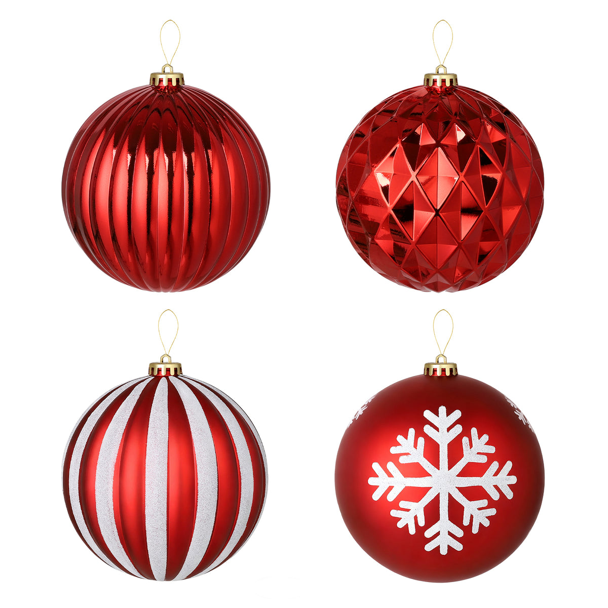 LAMPHOME 12PK 7'' Shatterproof Christmas Ball Ornaments - Solid Festive Decor with Glossy & Matte Finishes, Xmas Tree Ornaments for Holiday Parties (Red)