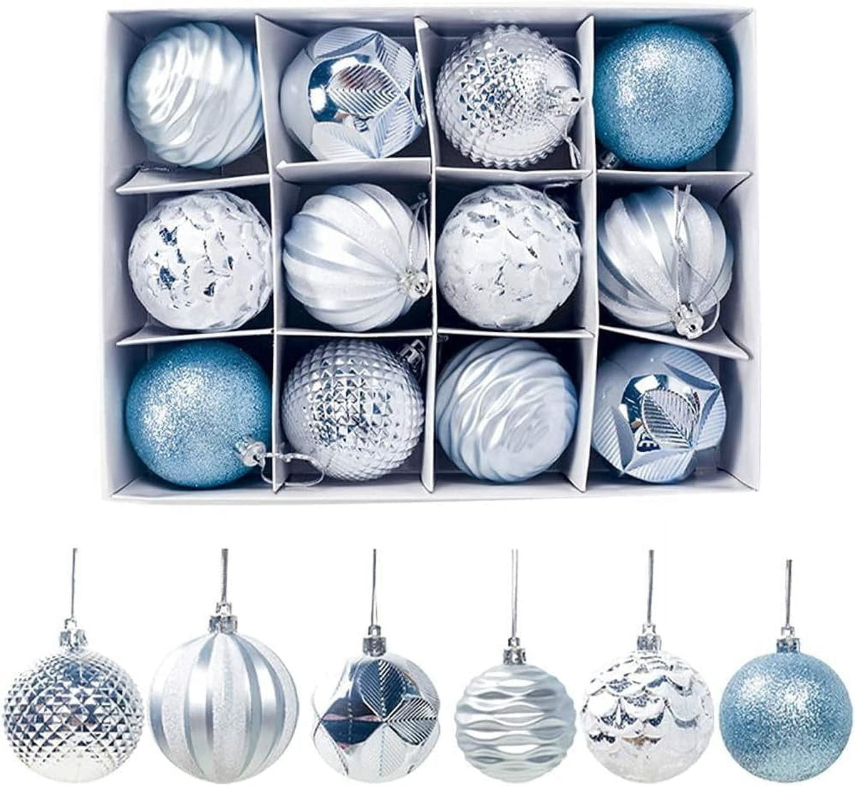 LINLIN Christmas Baubles, 12pcs Christmas Ball Ornaments Shatterproof Christmas Decorations Tree Balls for Holiday Wedding Party Decoration, Tree Ornaments Hooks included 6cm