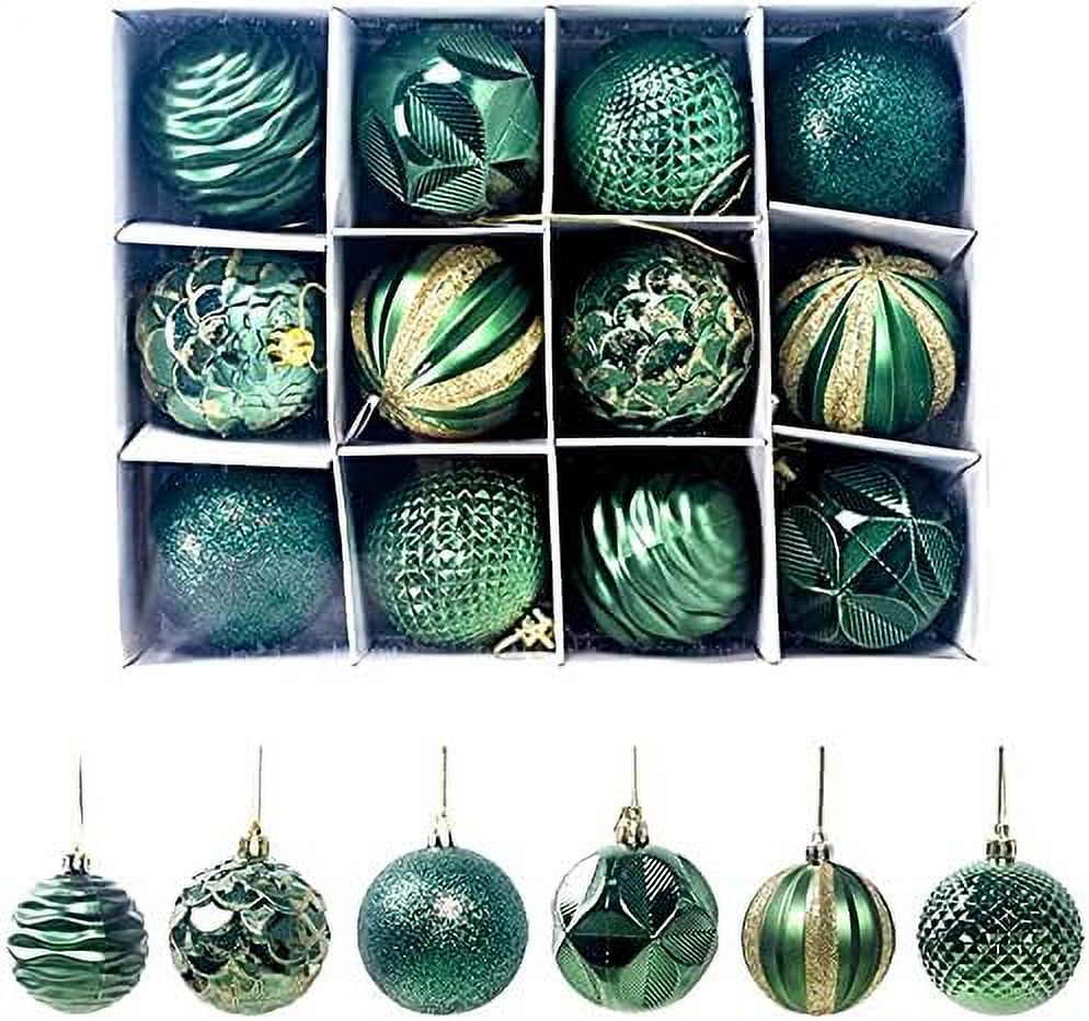 LINLIN Christmas Baubles, 12pcs Christmas Ball Ornaments Shatterproof Christmas Decorations Tree Balls for Holiday Wedding Party Decoration, Tree Ornaments Hooks included 6cm