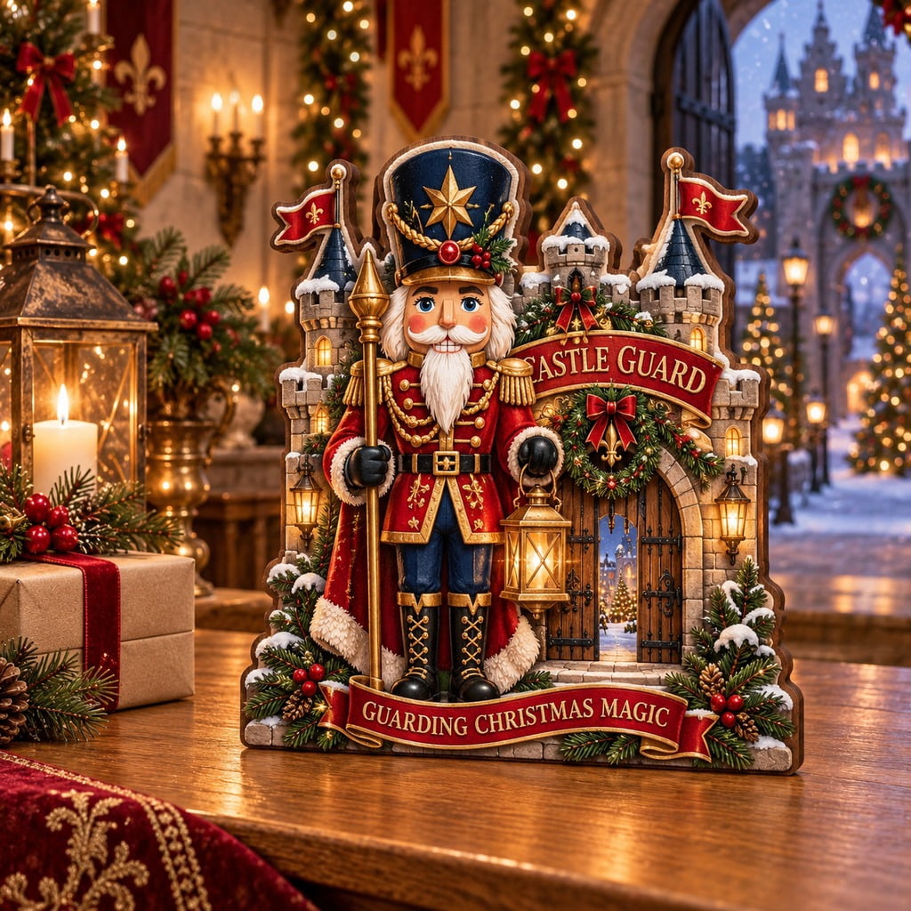 Layered Wooden Block 3 Layer Nutcracker Castle Guard Christmas Decor