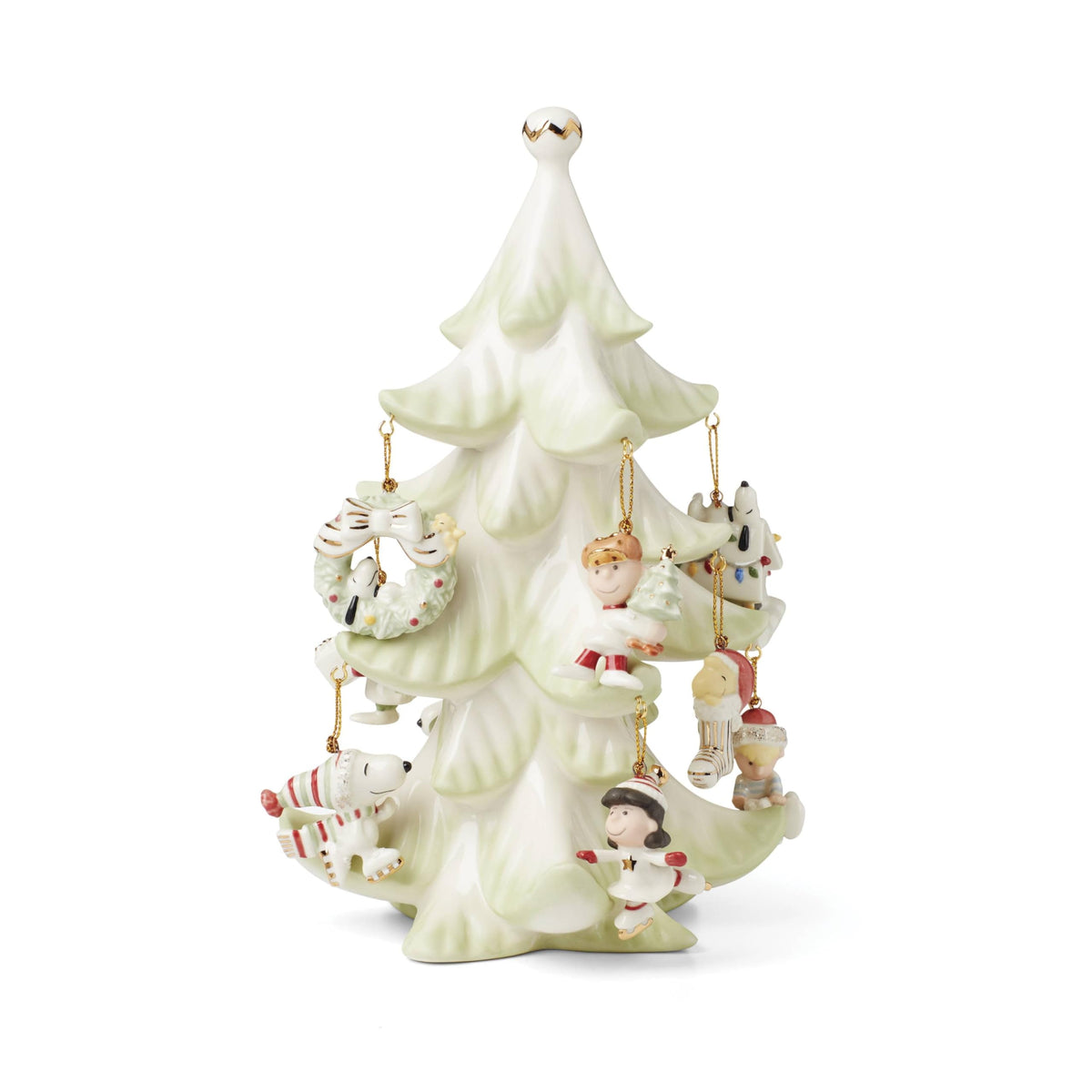 Lenox Snoopy and Friends Christmas Ornament and Tree Set, 9.25-inch Height, Set of 10, Porcelain, Home, Home D√©cor