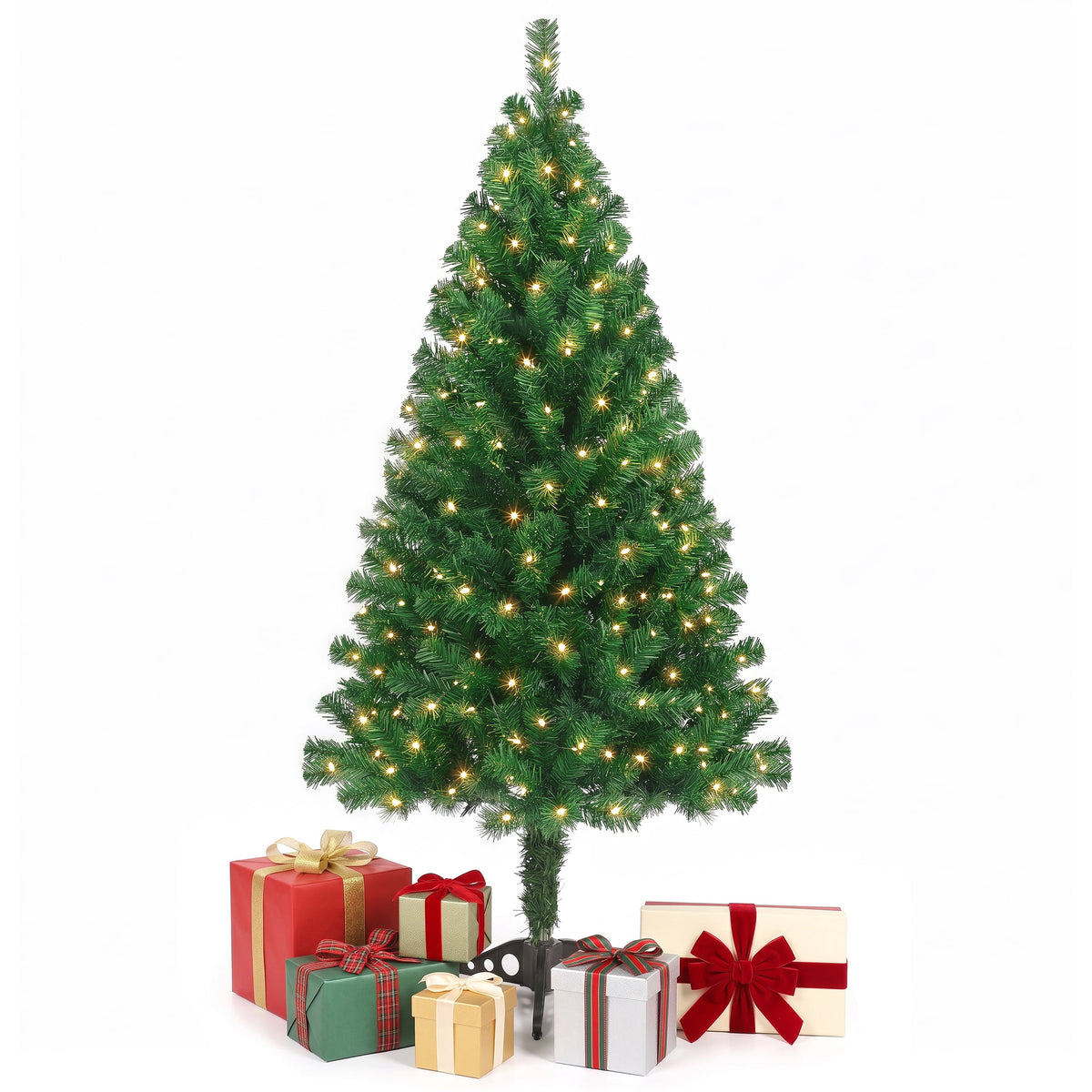 Leyaron Christmas Tree with Lights, 4FT Artificial Small Mini Christmas Tree Decorations for Indoor Holiday Xmas Home Decor, Green