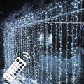 MAGGIFT LED Curtain String Lights, Halloween Descoration, 8 Modes with Remote, Plug-in Fairy Lights for Easter Decor, Bedroom, Window, Wedding, Cool White, 304 LEDs, 9.8 x 9.8 FT