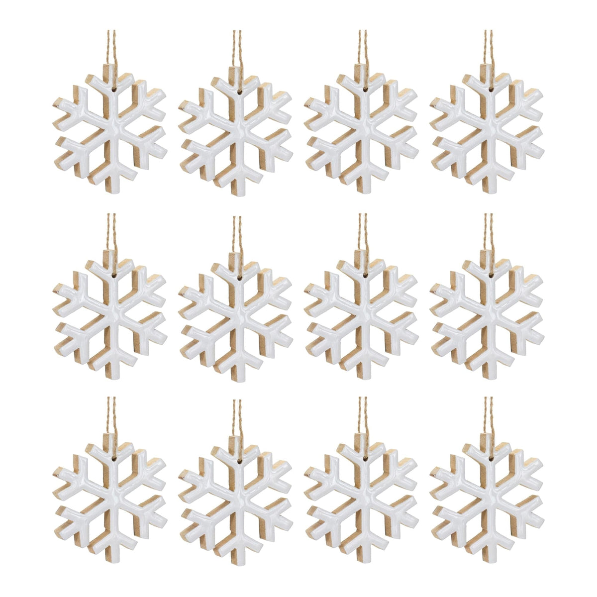 Melrose International LLC Snowflake Ornament (Set of 12) 4"H MDF
