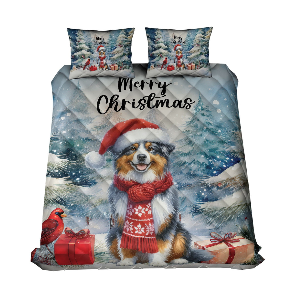 Merry Christmas French Bulldog Enjoys Woofmas Winter Xmas Holiday Quilt Bedding Set Dog Lover Gifts 1 Blanket Bed Cover 2 Pillowcases - 02022