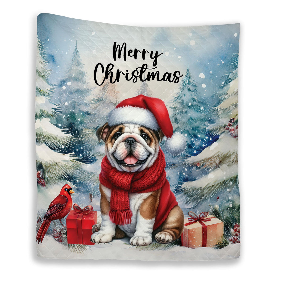 Merry Christmas French Bulldog Enjoys Woofmas Winter Xmas Holiday Quilt Bedding Set Dog Lover Gifts 1 Blanket Bed Cover 2 Pillowcases - 02022