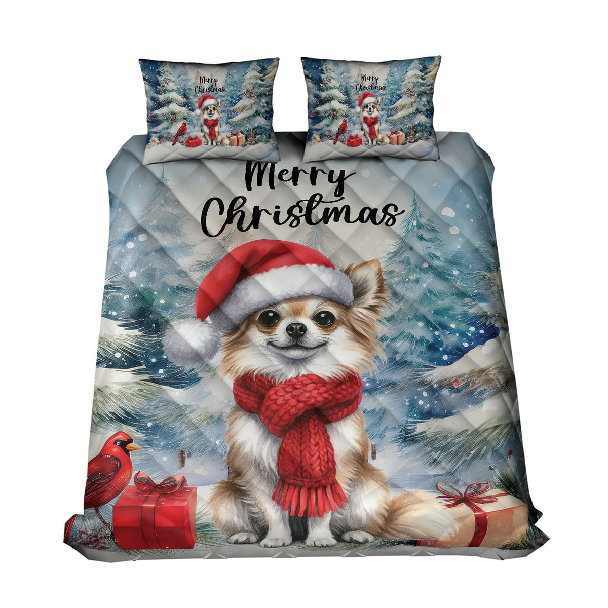 Merry Christmas French Bulldog Enjoys Woofmas Winter Xmas Holiday Quilt Bedding Set Dog Lover Gifts 1 Blanket Bed Cover 2 Pillowcases - 02022