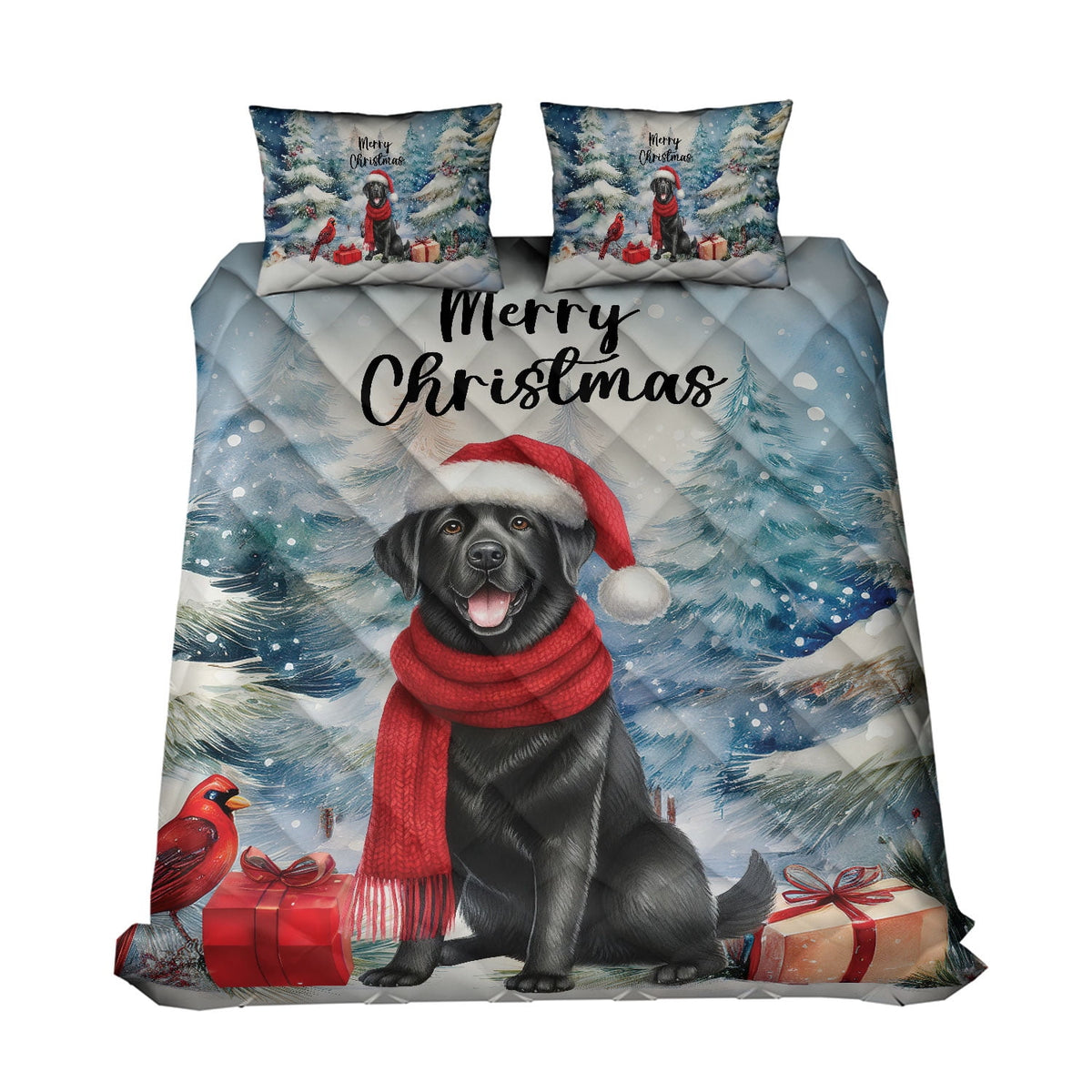 Merry Christmas French Bulldog Enjoys Woofmas Winter Xmas Holiday Quilt Bedding Set Dog Lover Gifts 1 Blanket Bed Cover 2 Pillowcases - 02022