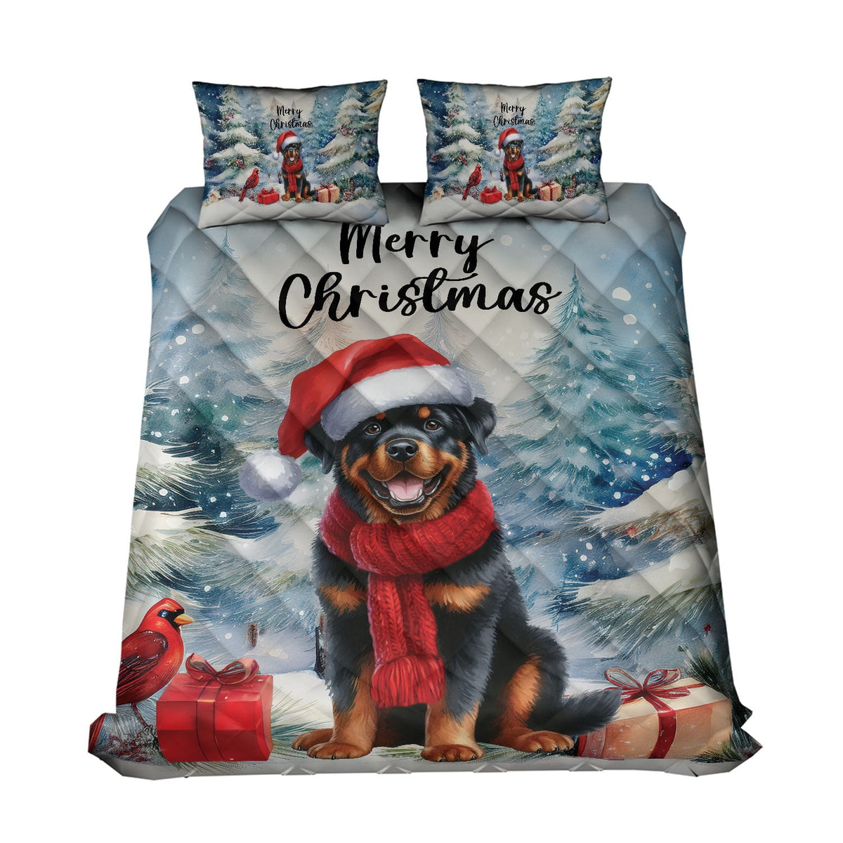 Merry Christmas French Bulldog Enjoys Woofmas Winter Xmas Holiday Quilt Bedding Set Dog Lover Gifts 1 Blanket Bed Cover 2 Pillowcases - 02022
