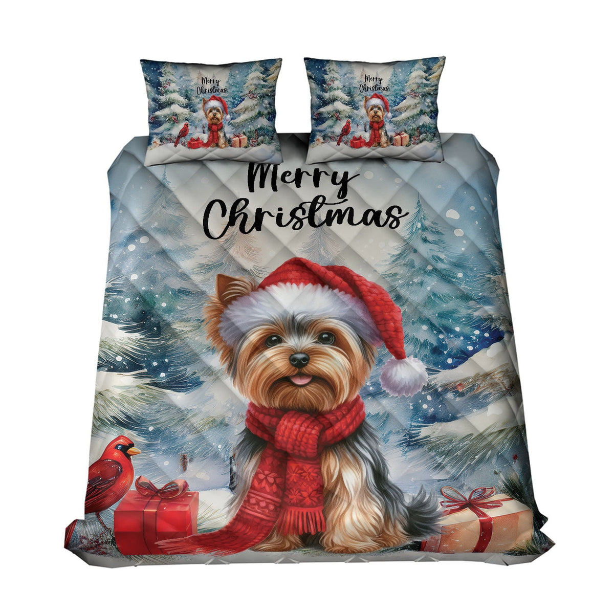 Merry Christmas French Bulldog Enjoys Woofmas Winter Xmas Holiday Quilt Bedding Set Dog Lover Gifts 1 Blanket Bed Cover 2 Pillowcases - 02022