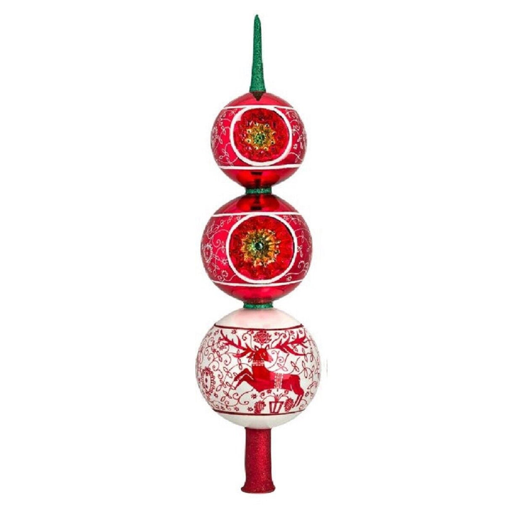 Metzler Brothers Bratislava Folk Art Finial Polish Glass Christmas Tree Topper 14 Inch