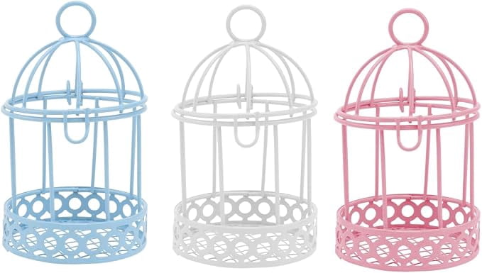 Mini Bird Cage Decorative Storage Adornment Set of 3 Desktop Ornament for Candy Small Items Home Office Desk 3.46 inch Tabletop Decor