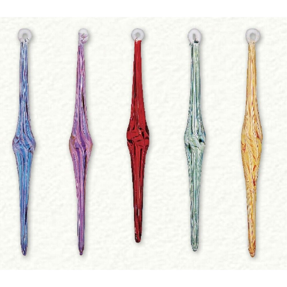 Multi Color Diamond Icicles Egyptian Glass Christmas Ornaments Set 5 Made Egypt