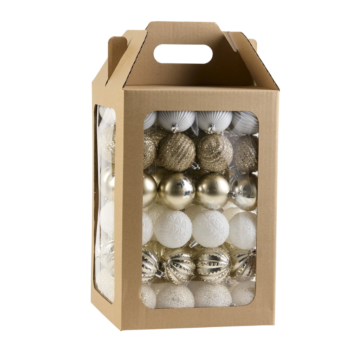 Christmas Ornaments, Gold & White, Glittered Gold & White, Textured Gold & White, 2 in. (Set of 96)
