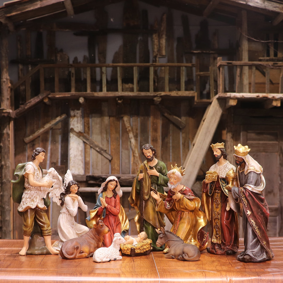 Zayton Nativity Set Christmas Nativity Scene Indoor 11 Piece 5 Inch Figures Holidays Décor Stable Birthday Gift