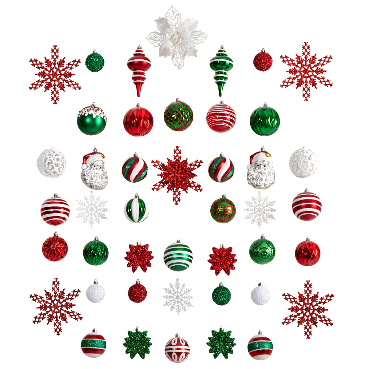 Nearly Natural Holiday Deluxe Shatterproof, 70 Count Christmas Tree Ornament Box Set, Re-Useable Container, Assorted