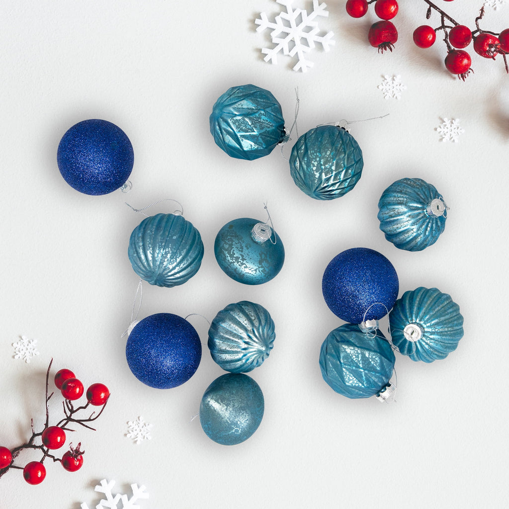 Northlight Onion and Glass Ball Christmas Ornaments - 3.25" - Royal Blue - Set of 12