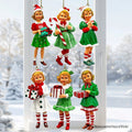 Nostalgic Victorian Christmas Girl Charming Set of 6 Ornaments, Vintage Old Fashioned Resin Holiday Decoration