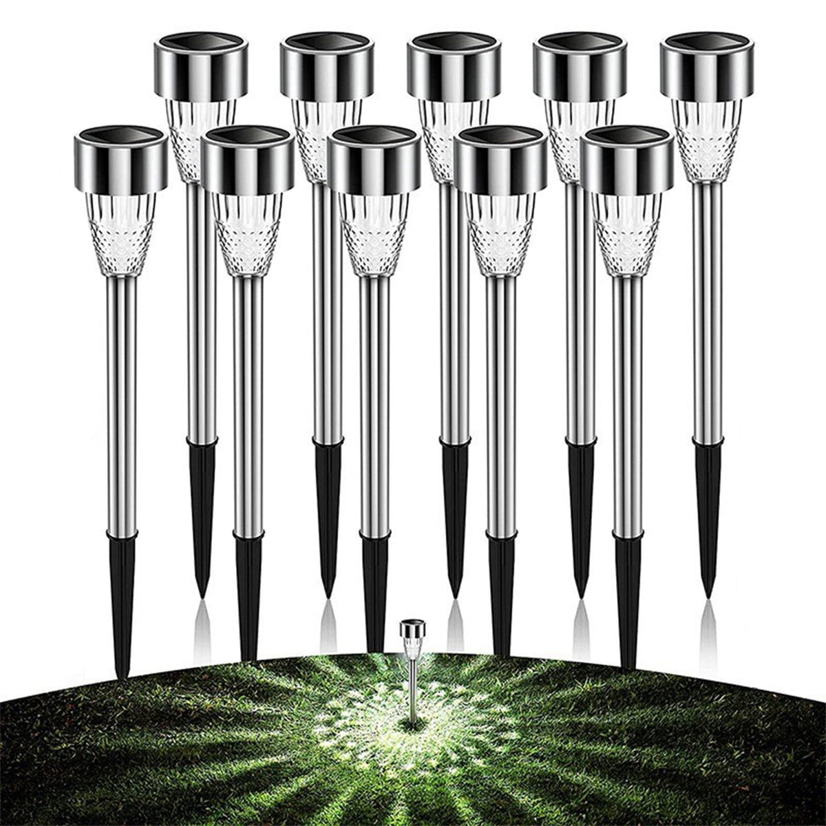 Ovzne Solar Lights for Outside Pathway 8 Pack, Super Bright Over 12 Hours Solar Walkway Driveway Lights, Waterproof Outdoor Solar Lights for Yard Garden Path Patio (10PCs:Cool White)