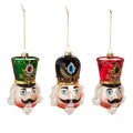 RAZ Imports 4.75" Traditional Nutcracker Head Bejeweled Glass Christmas Ornaments - Set of 3